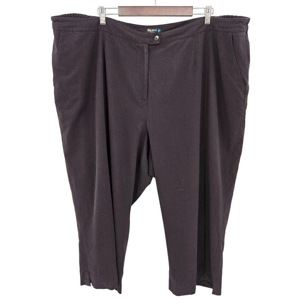 Maggie Barnes Stretch Black Pants Plus Sz 9 Avg 30 32 Elastic Sides Crop Ankle